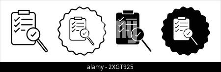 Contour de vecteur de signe de logo d'icône de contrôle de qualité en couleur noire et blanche Illustration de Vecteur