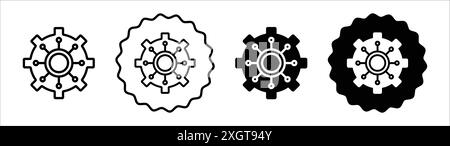 Contour de vecteur de signe de logo d'icône de marketing multicanal en couleur noir et blanc Illustration de Vecteur