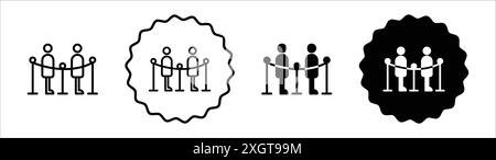 Contour de vecteur de signe de logo d'icône de file d'attente en noir et blanc Illustration de Vecteur