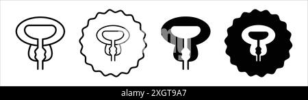 Contour de vecteur de signe de logo d'icône de prostate en noir et blanc Illustration de Vecteur