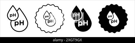 Contour de vecteur de signe de logo de valeur de PH en noir et blanc Illustration de Vecteur