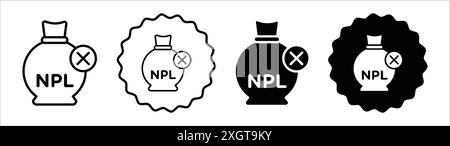 Contour de vecteur de signe de logo d'icône NPL en couleur noire et blanche Illustration de Vecteur