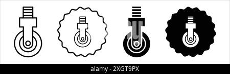 Contour vectoriel de signe de logo d'icône de roulette pivotante en couleur noire et blanche Illustration de Vecteur