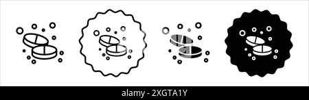 Contour de vecteur de signe de logo de tablette soluble en noir et blanc Illustration de Vecteur