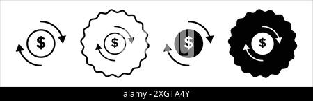 Contour de vecteur de signe de logo d'icône de chiffre d'affaires en couleur noir et blanc Illustration de Vecteur