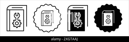 Guide de l'utilisateur icône de logo de signe de contour vectoriel en noir et blanc Illustration de Vecteur