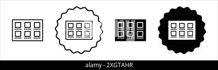 Contour de vecteur de signe de logo d'icône de storyboard en couleur noire et blanche Illustration de Vecteur