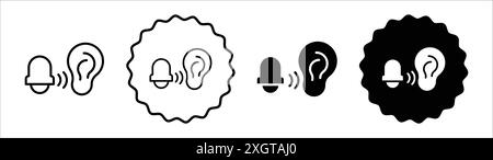 Contour vectoriel de signe de logo d'icône de sensibilisation d'acouphène en noir et blanc Illustration de Vecteur