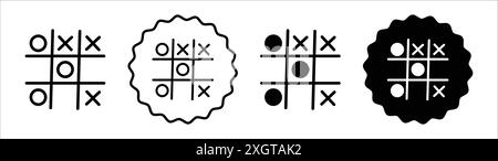 TIC tac toe icône logo logo contour vectoriel en noir et blanc Illustration de Vecteur