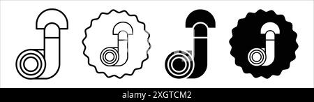 Contour vectoriel de signe de logo d'icône de sangle de yoga en couleur noire et blanche Illustration de Vecteur