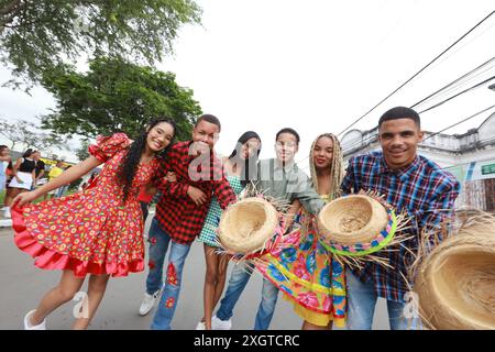 conceicao do almeida, bahia, brésil - 23 juin 2024 : les gens célèbrent les festivités de Sao Joao à Bahia. Banque D'Images