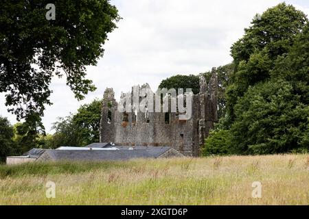 Le mur jaloux de Belvedere House dans le comté de Westmeath, Irlande. C'est le plus grand mur de dépit et de folie dans le pays. Banque D'Images