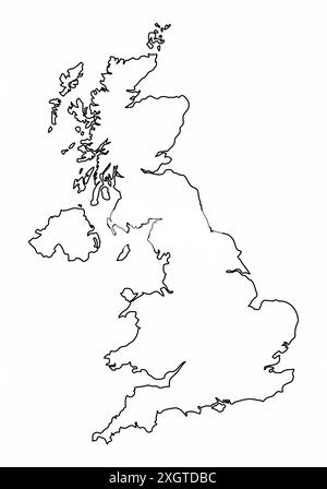 Carte de contour du Royaume-Uni isolé sur fond blanc Illustration de Vecteur