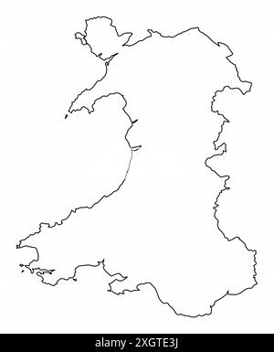 Carte de contour du pays de Galles isolée sur fond blanc Illustration de Vecteur