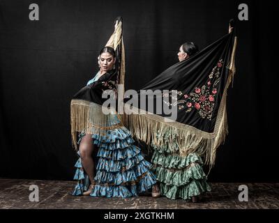 Groupe de danse flamenco gitane, Majorque, Îles Baléares, Espagne Banque D'Images