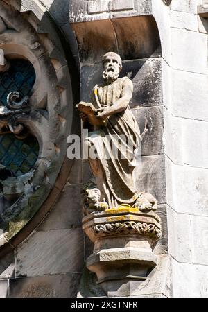 Sculpture de St Mark à l'extérieur de Rosslyn Chapel Roslin Midlothian Scotland Banque D'Images