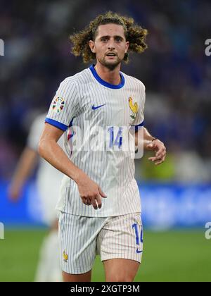 Le Français Adrien Rabiot lors de l'UEFA Euro 2024, match de demi-finale à la Munich Football Arena, en Allemagne. Date de la photo : mardi 9 juillet 2024. Banque D'Images