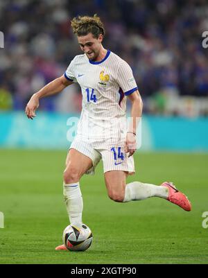 Le Français Adrien Rabiot lors de l'UEFA Euro 2024, match de demi-finale à la Munich Football Arena, en Allemagne. Date de la photo : mardi 9 juillet 2024. Banque D'Images