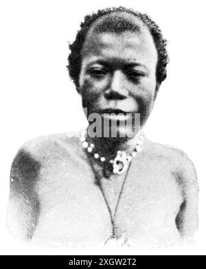 Peuples africains. La femme portrait de Lunda, est un groupe ethnique bantoue originaire de ce qui est maintenant le Congo. Banque D'Images