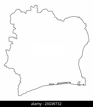 Carte de contour de Côte d'Ivoire isolé sur fond blanc Illustration de Vecteur