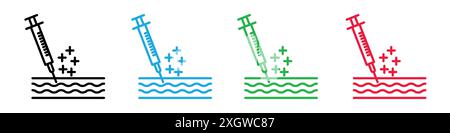 Contour de vecteur de signe de logo d'icône d'injection Botox en couleur noire et blanche Illustration de Vecteur