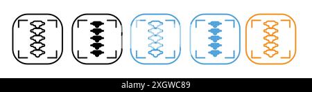 Contour de vecteur de signe de logo d'icône de balayage de colonne vertébrale de corps en noir et blanc Illustration de Vecteur