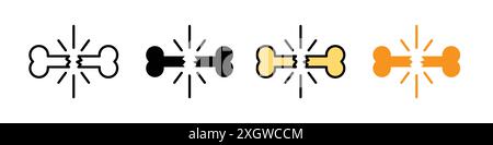 Contour de vecteur de signe de logo d'icône d'os cassé en couleur noire et blanche Illustration de Vecteur