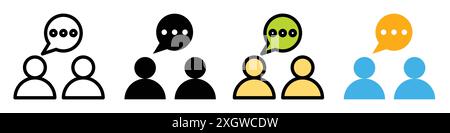 Contour de vecteur de signe de logo d'icône de consultant en couleur noire et blanche Illustration de Vecteur