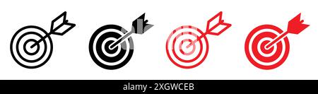 Contour vectoriel de signe de logo de fléchettes en noir et blanc Illustration de Vecteur