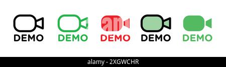 Démo vidéo icône logo signe vectoriel contour en noir et blanc Illustration de Vecteur
