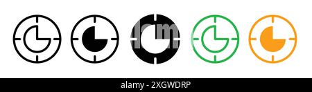 Contour vectoriel de signe de logo d'icône de moins de temps en noir et blanc Illustration de Vecteur