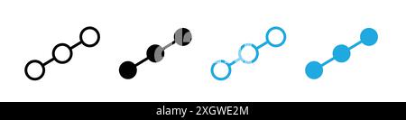 Contour de vecteur de signe de logo d'icône de structure moléculaire linéaire en noir et blanc Illustration de Vecteur