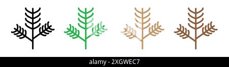 Contour de vecteur de signe de logo d'icône de branche de pin en couleur noire et blanche Illustration de Vecteur