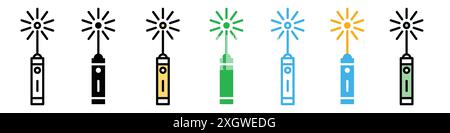 Contour de vecteur de signe de logo d'icône de laser de pointeur en couleur noire et blanche Illustration de Vecteur