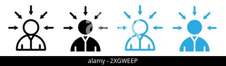 Contour de vecteur de signe de logo d'icône de persuasion en noir et blanc Illustration de Vecteur