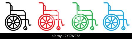 Contour de vecteur de signe de logo d'icône de fauteuil roulant en couleur noire et blanche Illustration de Vecteur