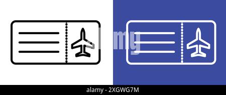 Contour vectoriel de signe de logo d'icône de billets d'avion en couleur noire et blanche Illustration de Vecteur