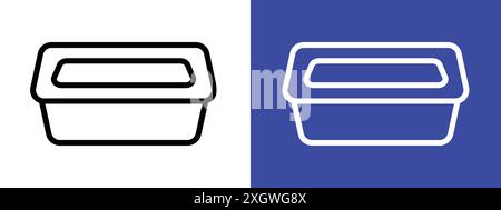 Contour vectoriel de signe d'icône de conteneur de nourriture en papier d'aluminium en couleur noire et blanche Illustration de Vecteur