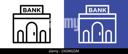 Contour de vecteur de signe de logo d'icône de bâtiment de banque en couleur noire et blanche Illustration de Vecteur