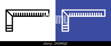 Icône de règle de menuisier logo signe vectoriel contour en noir et blanc Illustration de Vecteur