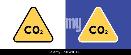 Contour vectoriel de signe de signe de signe d'avertissement de CO2 en couleur noire et blanche Illustration de Vecteur