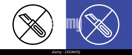 Ne pas couper le contour vectoriel de signe de logo de signe en noir et blanc Illustration de Vecteur