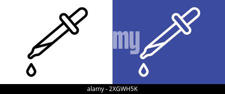 Contour vectoriel de signe d'icône de pipette compte-gouttes en noir et blanc Illustration de Vecteur