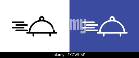 Contour de vecteur de signe de logo d'icône de livraison de nourriture en couleur noire et blanche Illustration de Vecteur