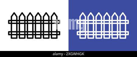 Contour de vecteur de signe de logo d'icône de clôture en couleur noire et blanche Illustration de Vecteur