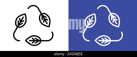 Laisse un contour vectoriel de signe d'icône de recyclage ECO en noir et blanc Illustration de Vecteur