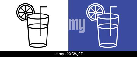 Contour de vecteur de signe de logo d'icône de limonade en couleur noire et blanche Illustration de Vecteur