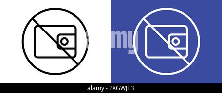 Aucun contour vectoriel de signe de logo de porte-monnaie en couleur noire et blanche Illustration de Vecteur