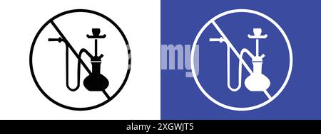 Aucun contour vectoriel de signe de signe de narguilé de signe de narguilé en couleur noire et blanche Illustration de Vecteur