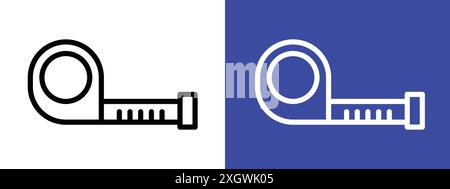 Contour de vecteur de signe de logo d'icône de ruban de mesure en couleur noire et blanche Illustration de Vecteur